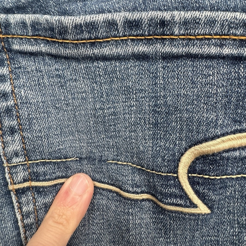 American Eagle Artist Flare Low Rise Jeans Blue Super Stretch Sz 8 30x31 Western - Picture 2 of 16
